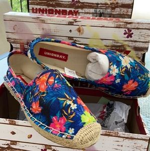 New In Box UNIONBAY Fannie-U Tropical Canvas Espadrilles Sz 8.5